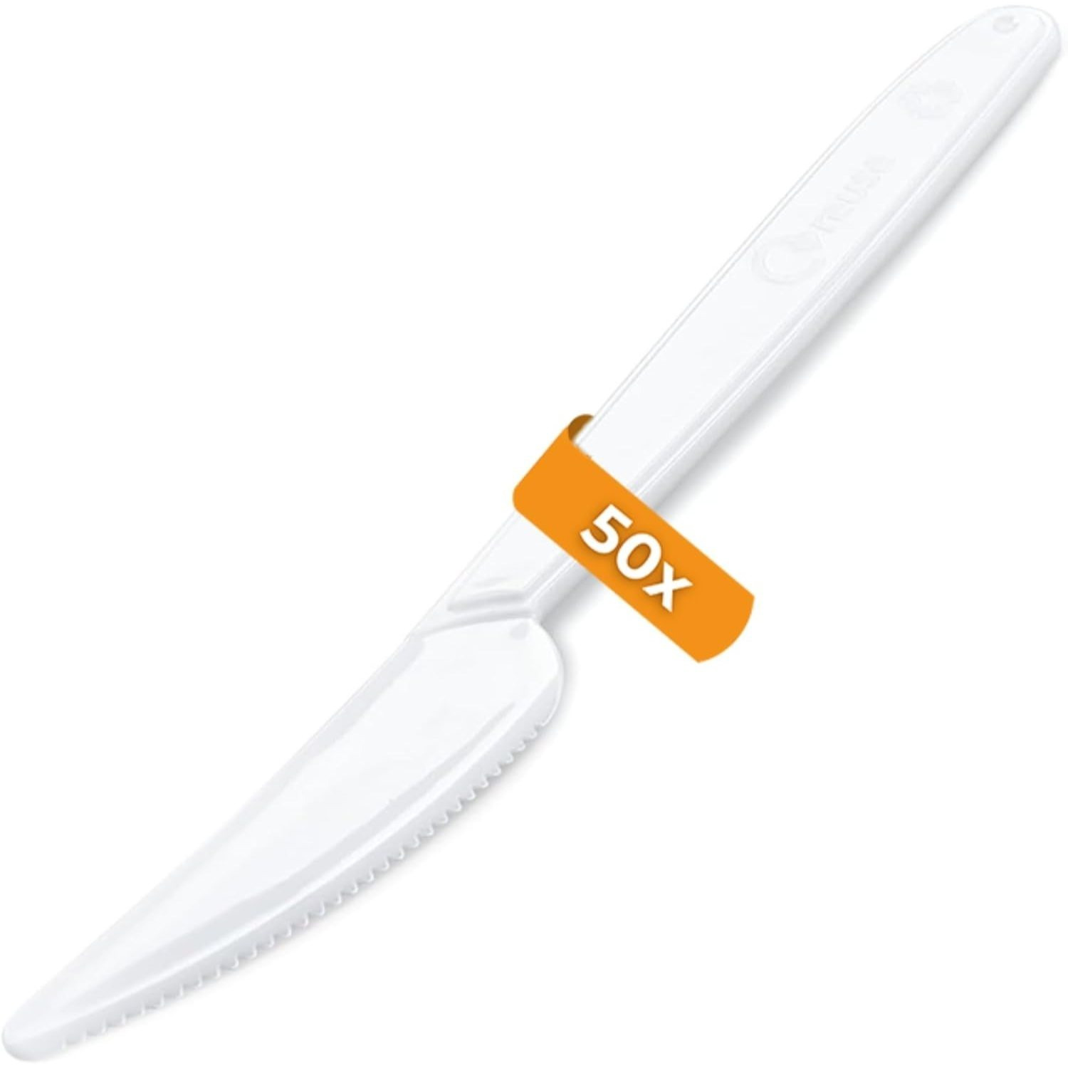 Image of 50 X Reusable White Knives | Reusable | White | Reusable Cutlery For Camping, Events & Outdoor | Bpa-free, Dishwasher Safe & Extra Stable