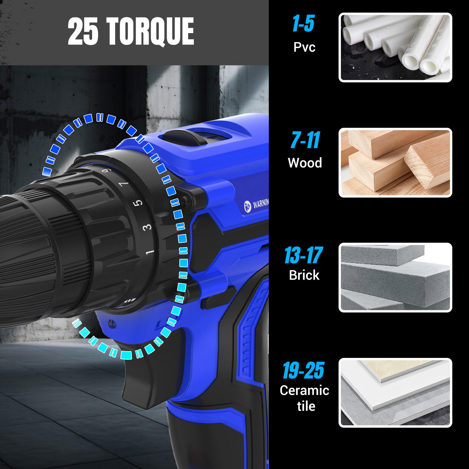 Accu Combi Boormachine, 21V Boormachine Set, Elektrische Schroevendraaier Boormachine met 25+1 Koppelinstelling