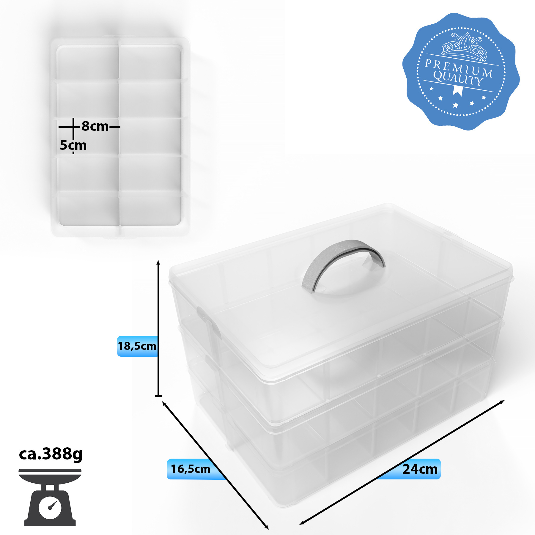 Bigdean Sorting Box For Small Parts Made Of High-quality Plastic – Storage Box With 21 Adjustable Compartments Organizer Office