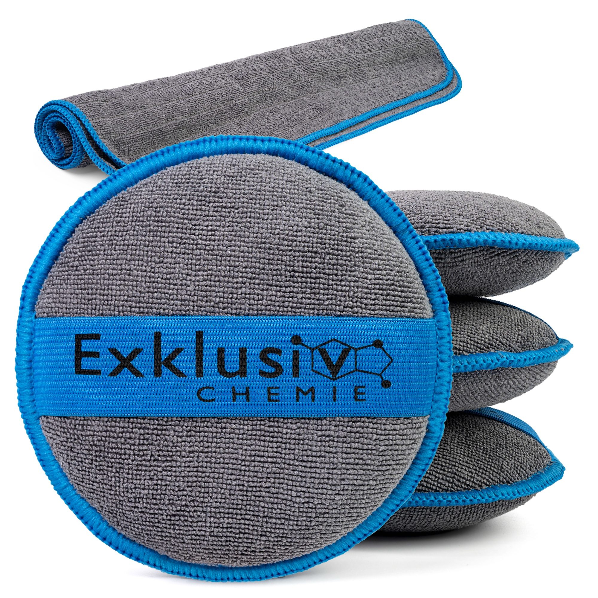 4x Hand Polishing Sponge Auto + Microfiber Cloth Q1 Gsm 380 | Applicator Pad Microfiber | Applying Polish, Wax & Care Products | Soft Polish Sponge | Microfiber Pad