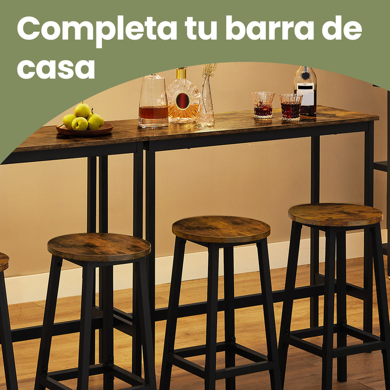 TEMU con 2 Taburetes de Bar, Juego de , Mesa de Cocina con Sillas de Bar, con Taburetes de Bar, Diseño Industrial, Marrón y Negro