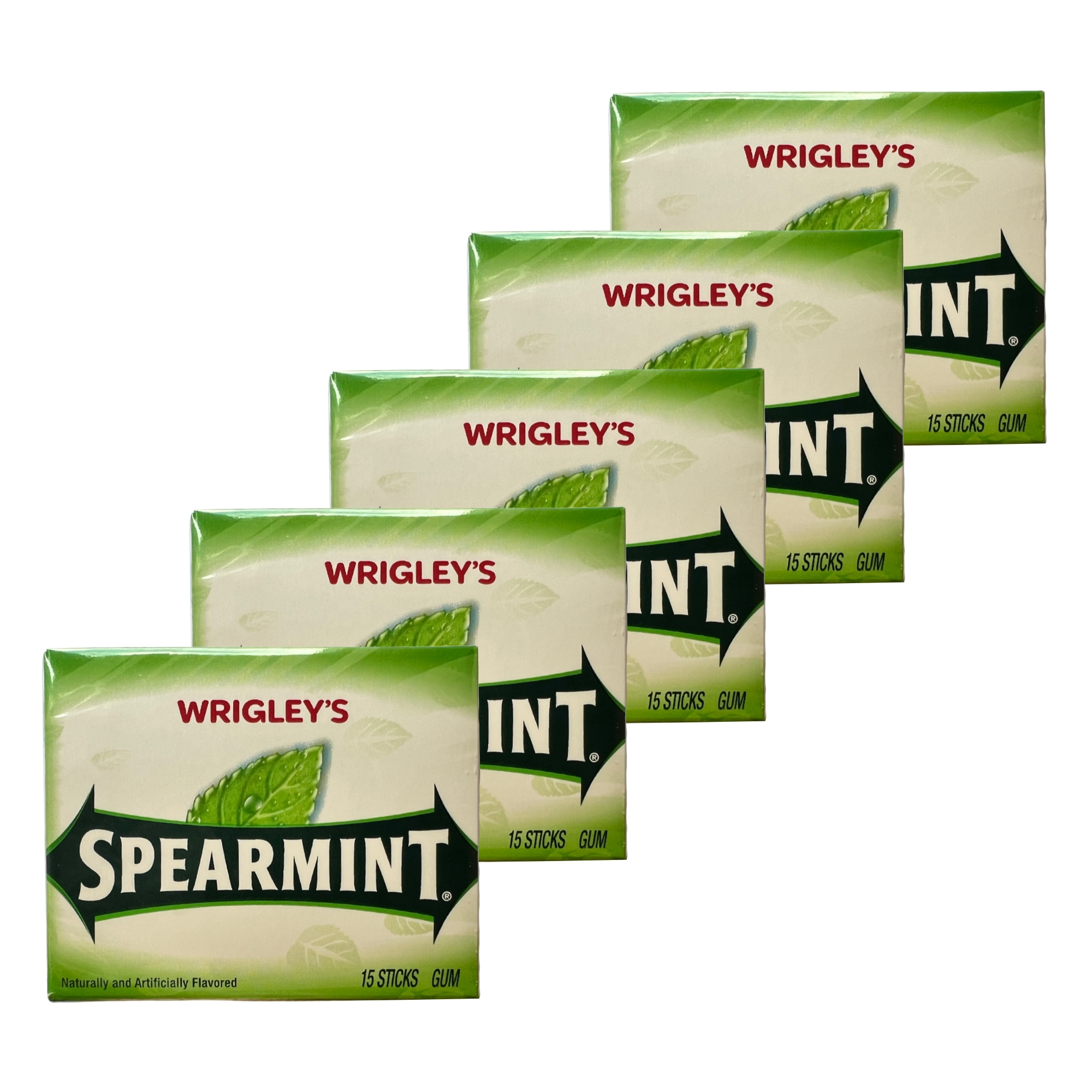 Wrigley's Spearmint Gum Strips, 5 Packs (75pcs)