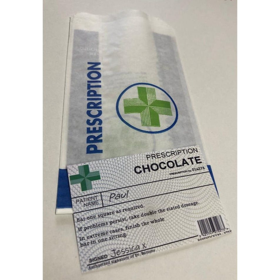 TEMU Chocolate Prescription Sticker + Prescription Bag - Birthday/christmas Gift (chocolate Not Included)