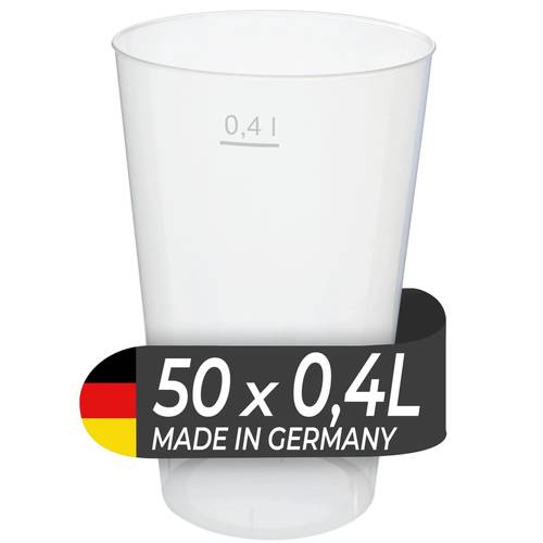 mehrwegbecher 400ml | wiederverwendbar | plastikbecher transparent kunststoff aus pp (polypropylen)