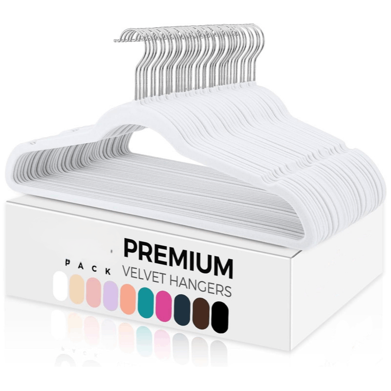 Image of 58 Pcs Velvet Coat Gel, Space Saving Non-slip Coat Hanger With Tie Holder, 360 Degree Rotating Suitable For Lending Jackets, Shirts, T-shirts, Dresses And Camisoles