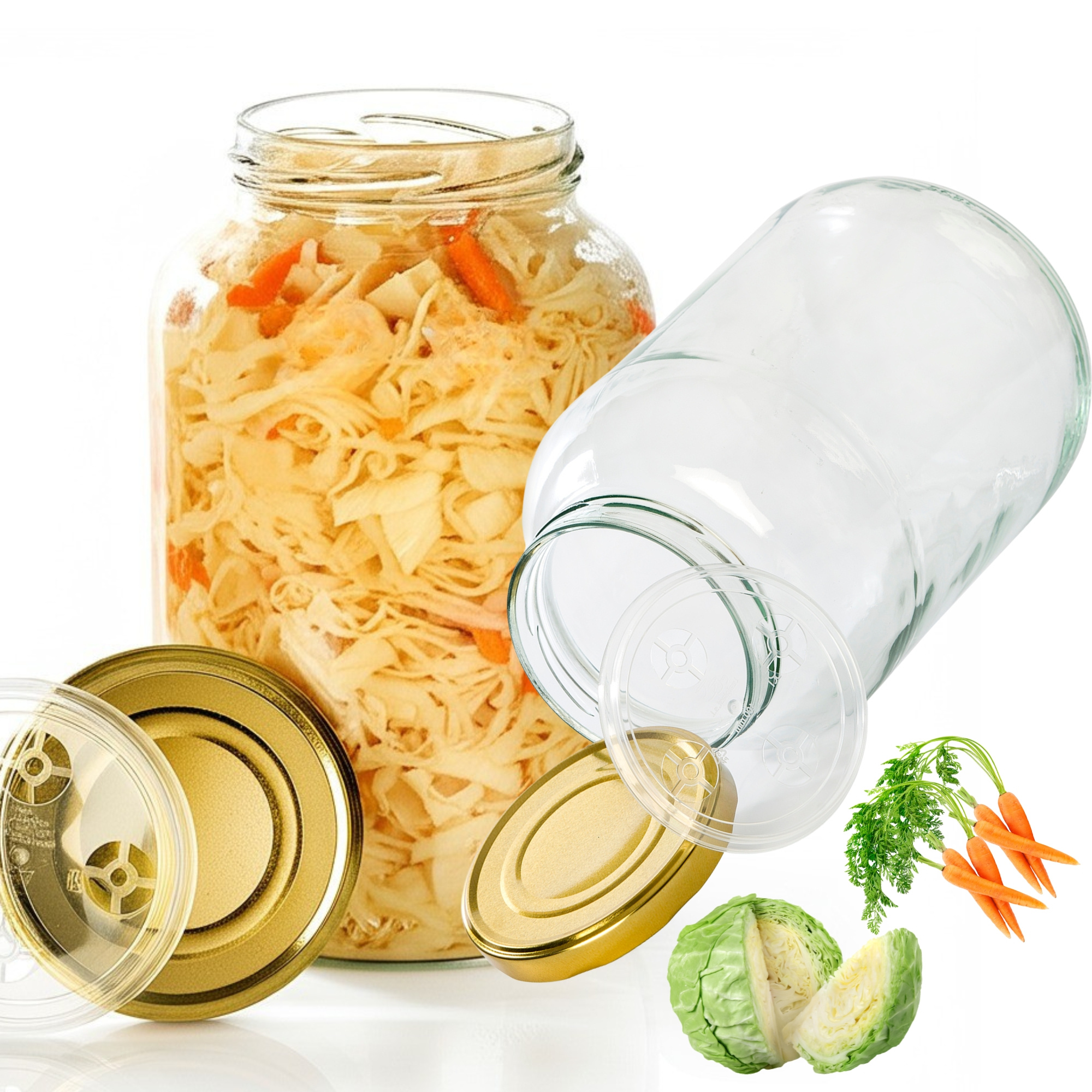 Myferments - Glass Borosilicate Fermentation Jar Kit 4 L | Wide Mouth Ø110mm | With Sterilizable Lids And Neck Covers | Ideal For Kimchi, Sauerkraut And Homemade | Pack 2