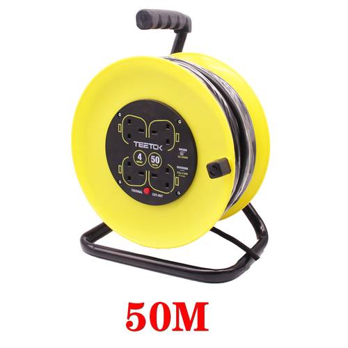 extension lead 50m heavy duty cable reel 4 socket cord reel with thermal cut out protection 13a plug