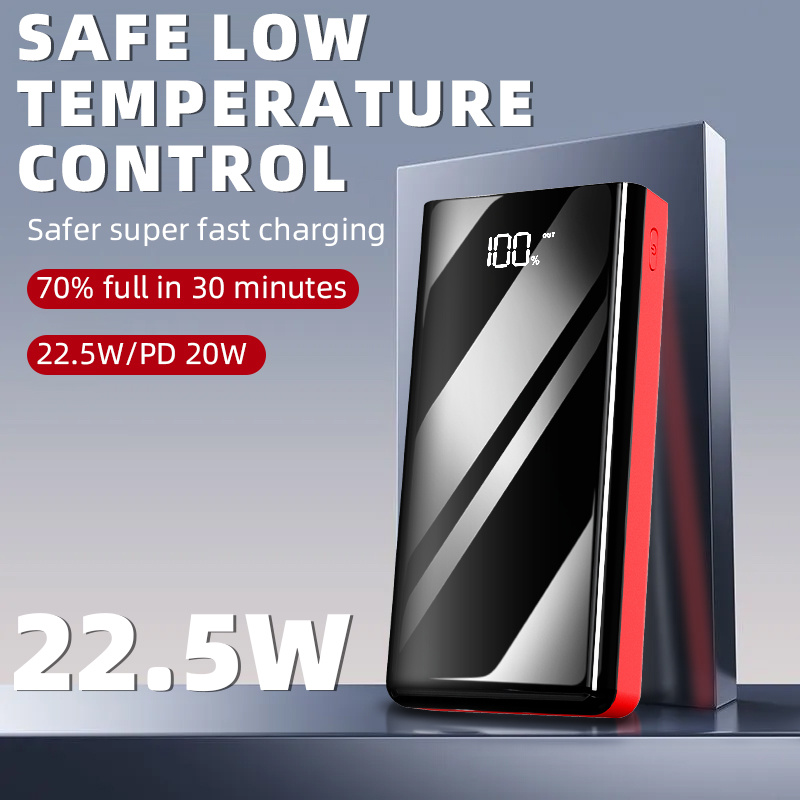 TEMU 50000mah/100000mah Power Banks, Equipped With Fast Charging, Display, Leather Lanyard, Outdoor Camping Led Light, High-capacity Power Bank,