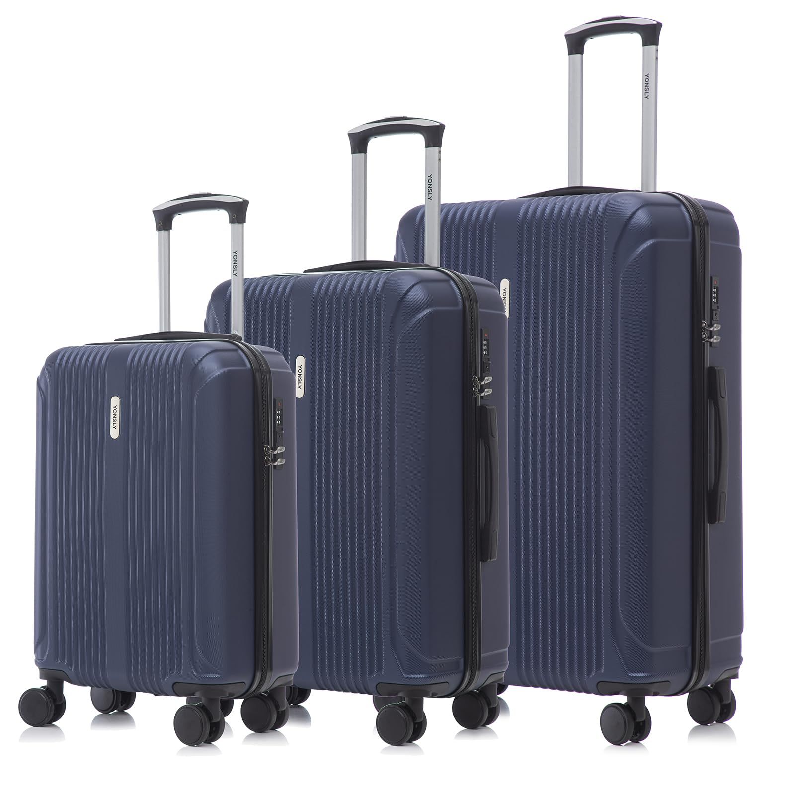 Trolley Travel Suitcase, Rolling Carry-on Hardshell Luggage With 4 Wheels 360°, Combination Lock, Handle (3-piece Set, M, L & Xl)