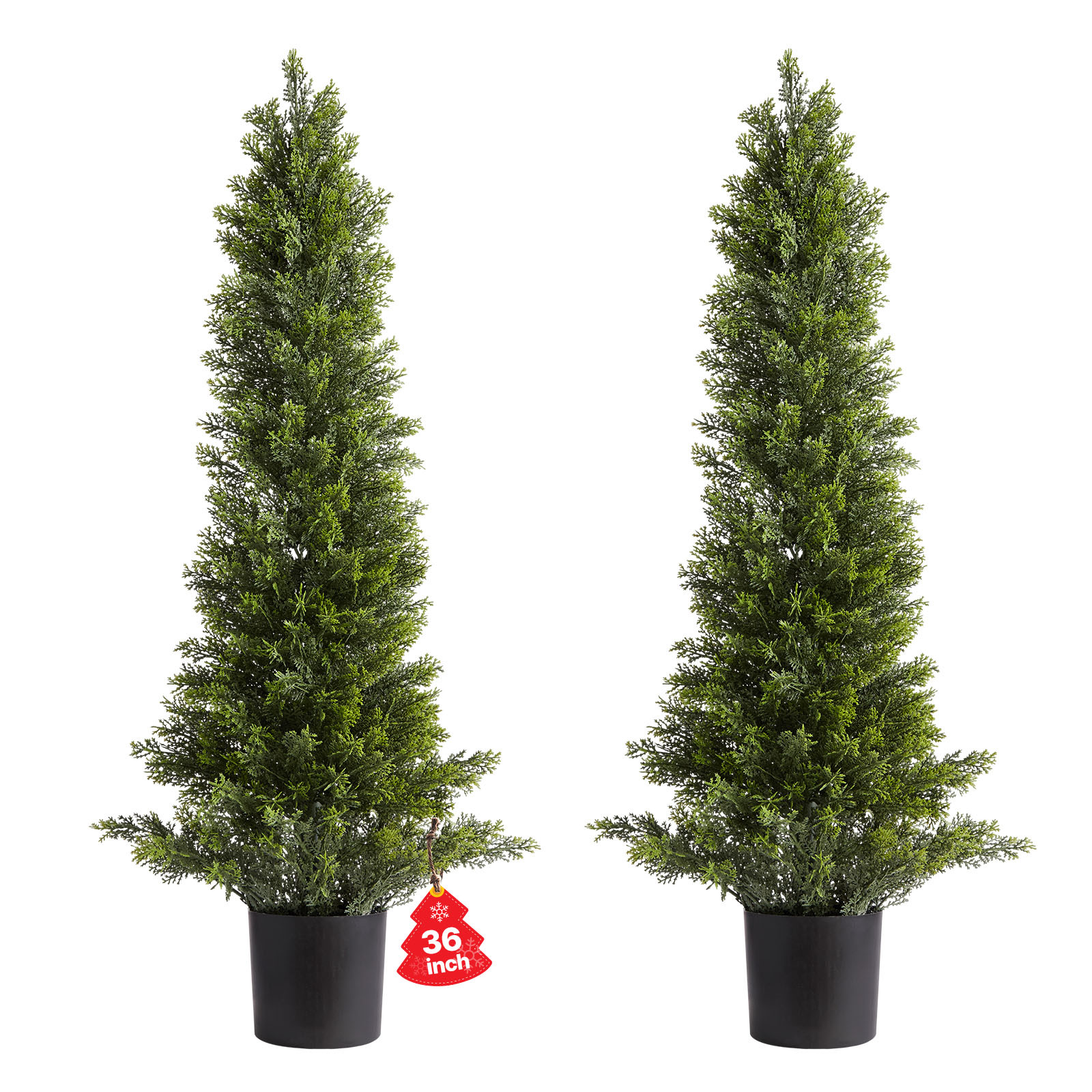 Image of Vevor Artificial Topiary Cedar Trees, 2 Set 914mm Faux Pine Shrubs Plants, Fake Look Real, Easy Assembly For Decor Front Porch Outdoor Patio Garden Balcony Backyard Indoor Office