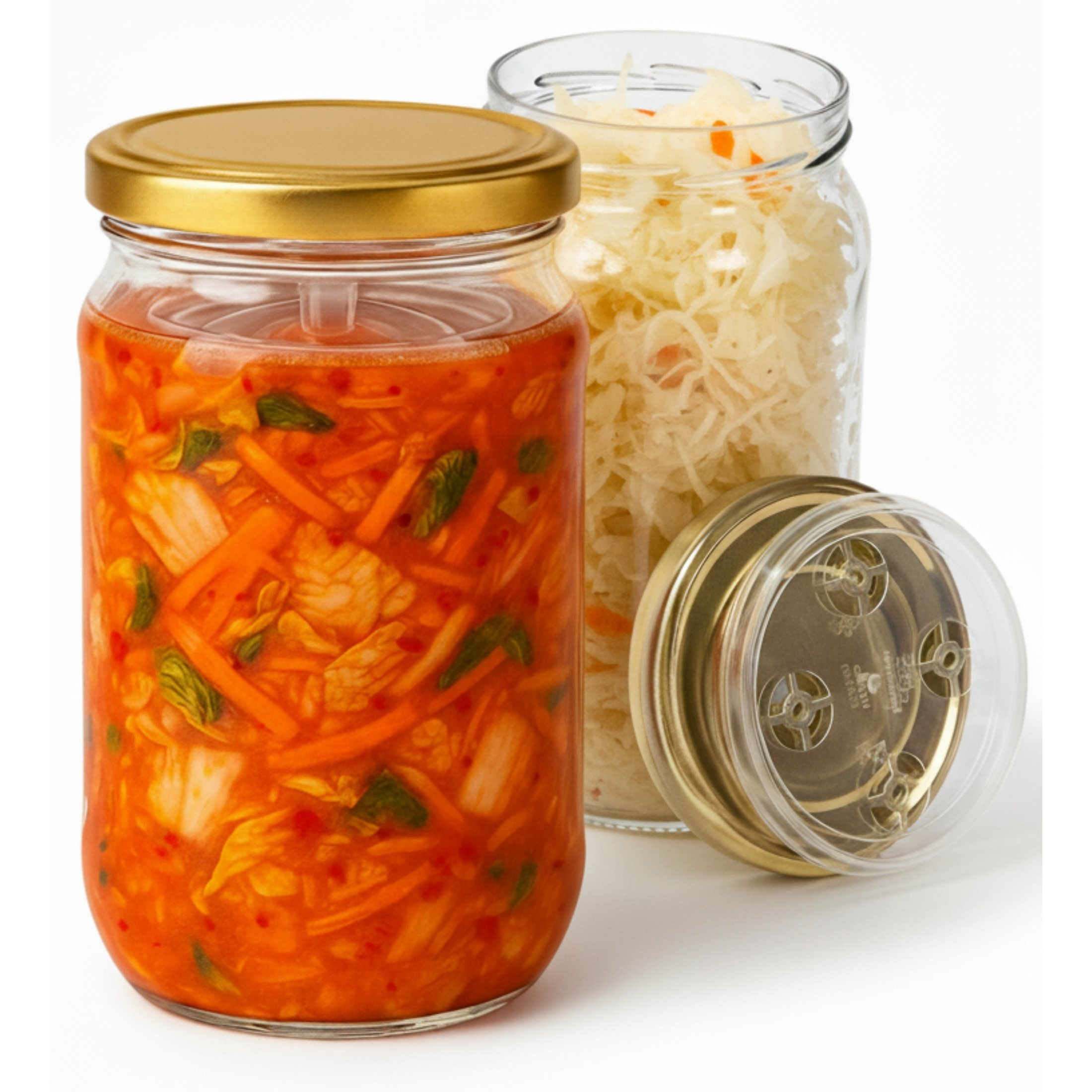 Image of Myferments | 2l Glass Jars Set With Sterilizable Airtight Lid | Includes Anti-floating Cover | Kit For Fermenting Vegetables, Kimchi, Sauerkraut, Or Homemade