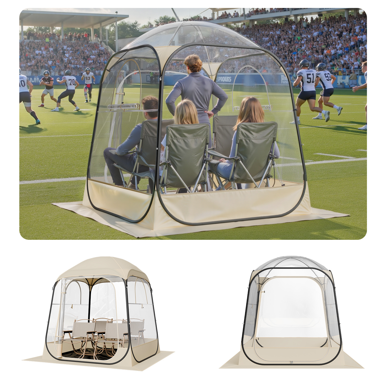 Image of Vevor Pop Up , 63x63 In Clear Bubble Tent For 2-4 , Outdoor Pod With Floor Mat & Top Cover, Dome Tents Camping Shelter For Events Fishing