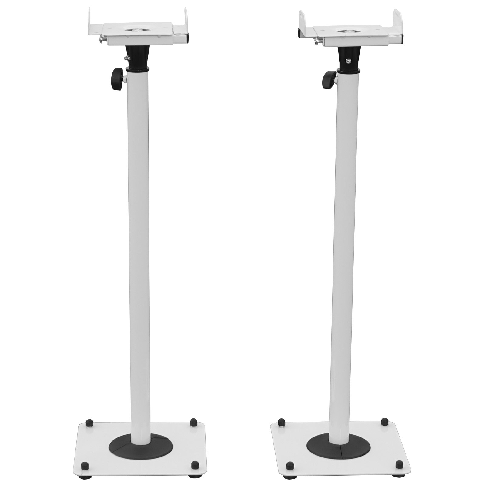 2-pack White Speaker Stands For Hifi Home Theater Surround Box, Height Adjustable 66-118 Cm