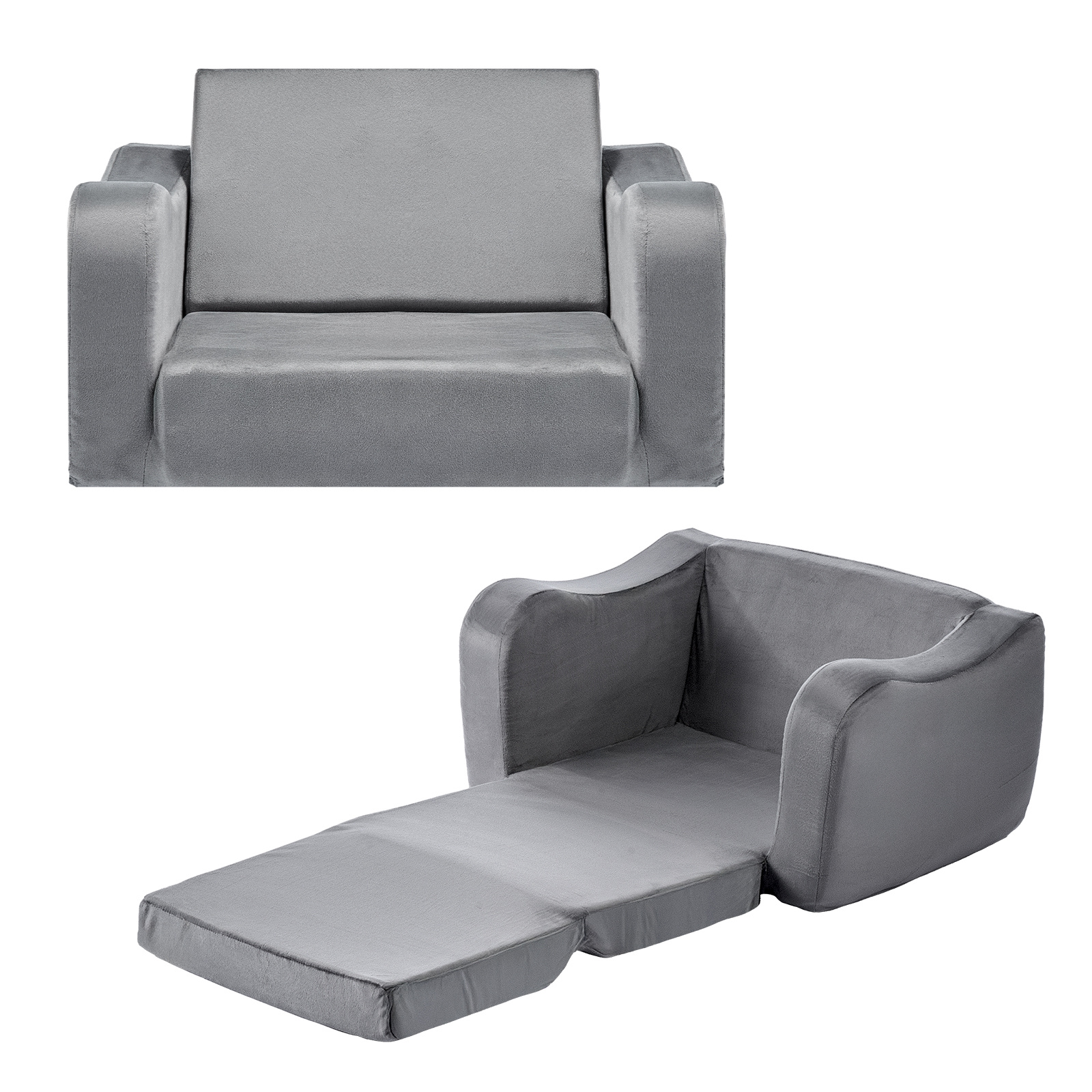 TEMU VEVOR Sofá Infantil , Sofá Plegable para Niños con Reposabrazos, de Esponja 28D y Pelo Corto, Silla Convertible para Niños, Sofá Infantil