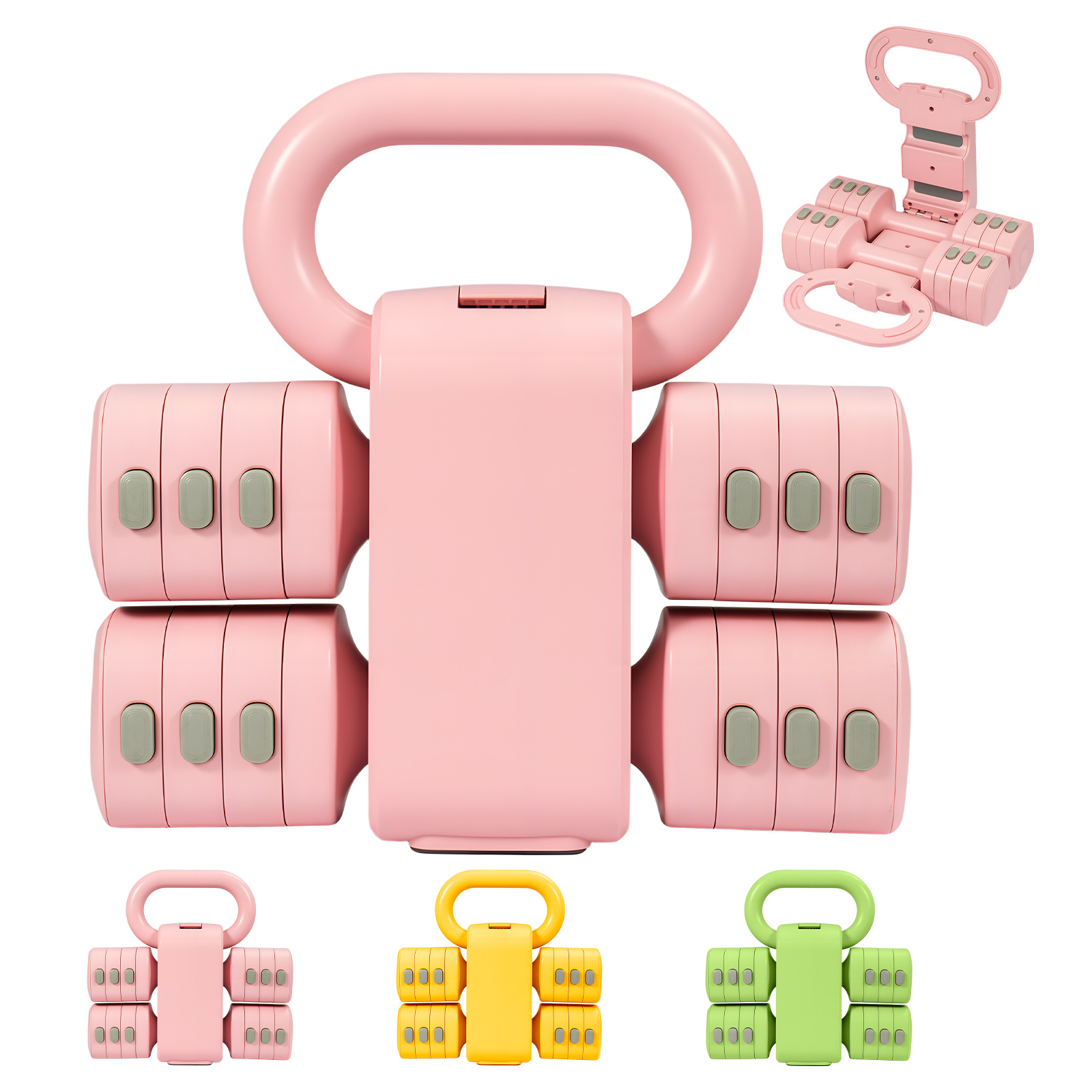 E-shop Verstellbares Kettlebell-Set, Hantelset für Frauen (2–5 kg), verstellbare Gewichte, Kettlebell (2-in-1) für Frauen, Fitness-Set für das