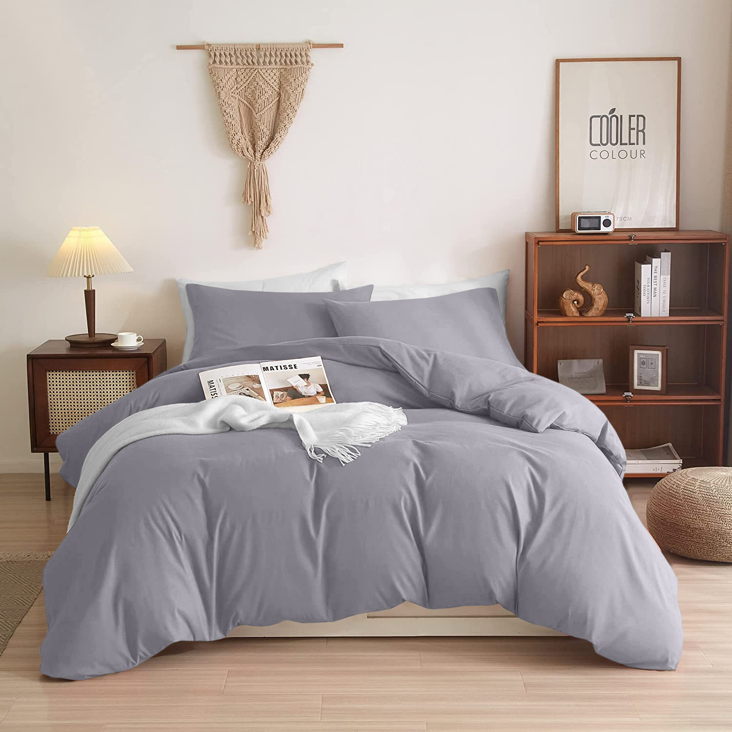 TEMU 4pcs Solid Duvet Cover Set With Pillowcase And Fitted Sheet, Soft Breathable Microfiber Bedding, Lightweight Summer Quilt Cover, Hotel Quality,