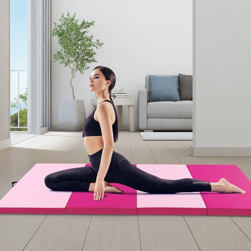esterilla de ejercicio plegable de 4 paneles con de transporte, 300 cm x 117 cm x 5 cm, esterilla de gimnasio con cierres de gancho y bucle para gimnasia, yoga, mma, ejercicios de core, estiramientos y , múltiples colores