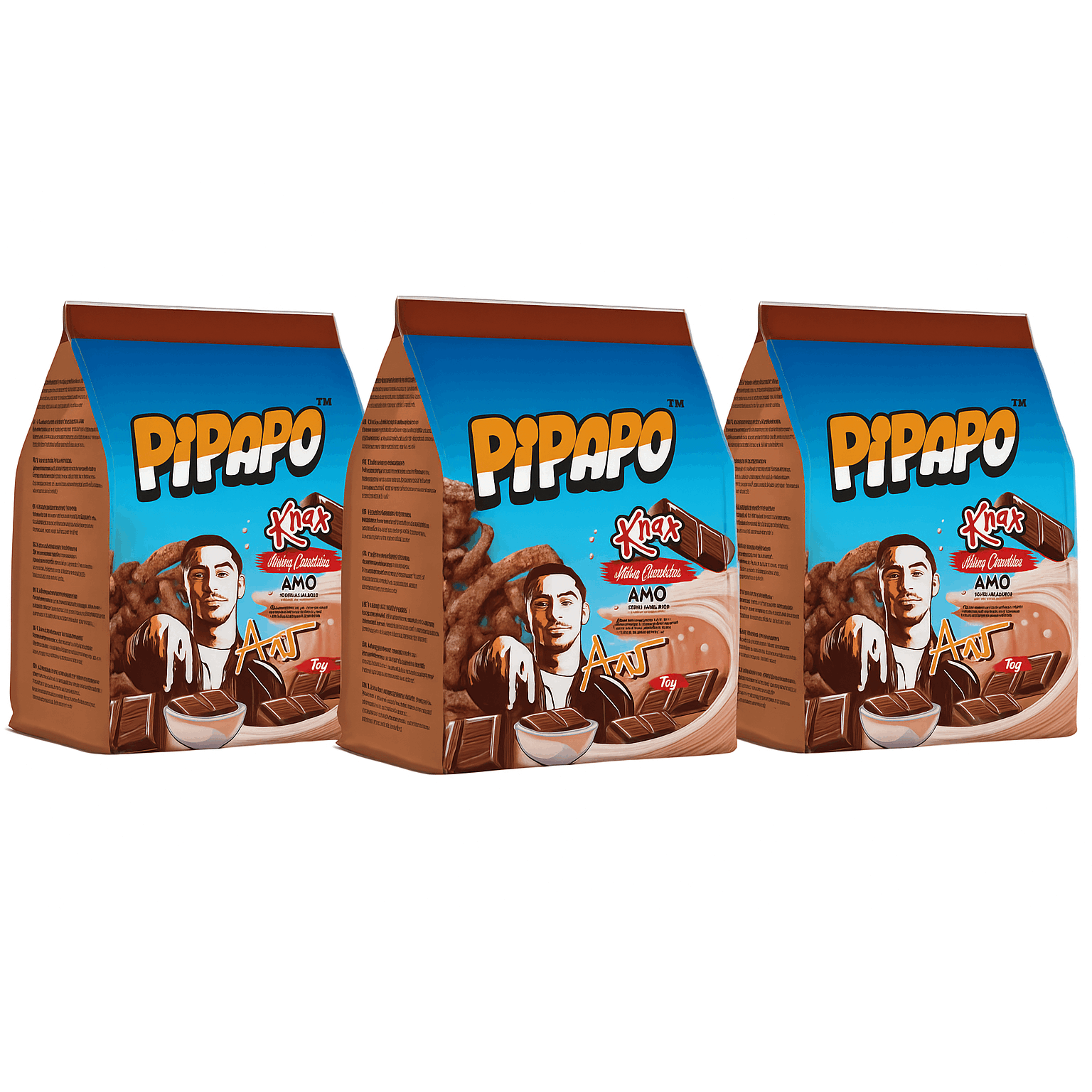 Image of 3 Packs Pipapo Amo Knax Chips Milky Chocolate 70g / 3 Bags Pipapo Amo Knax Chips Milky Chocolate 70g