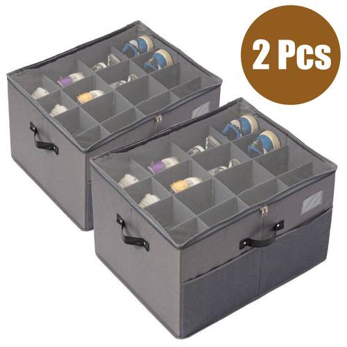 2 pack large shoe storage box durable 32 pairs capacity organiser with clear cover grey