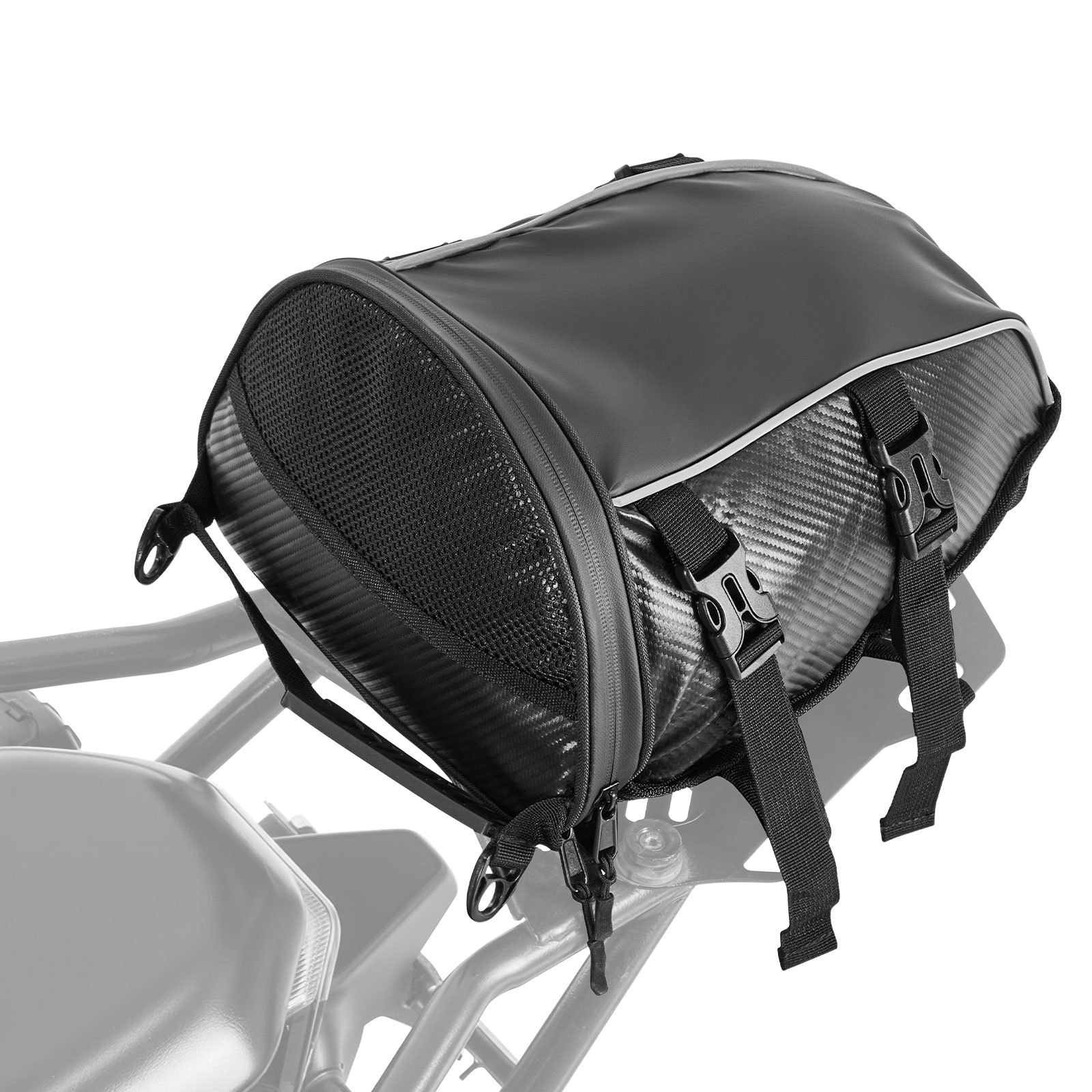 Image of Vevor Motorcycle Tail Bag, 10 L Motorcycle Rear Seat Bag With Rain Cover, Outdoor Sports Motorbike Luggage Storage Trunk Rack Backpack Handbag With Shoulder Strap And Inner Pocket, Black