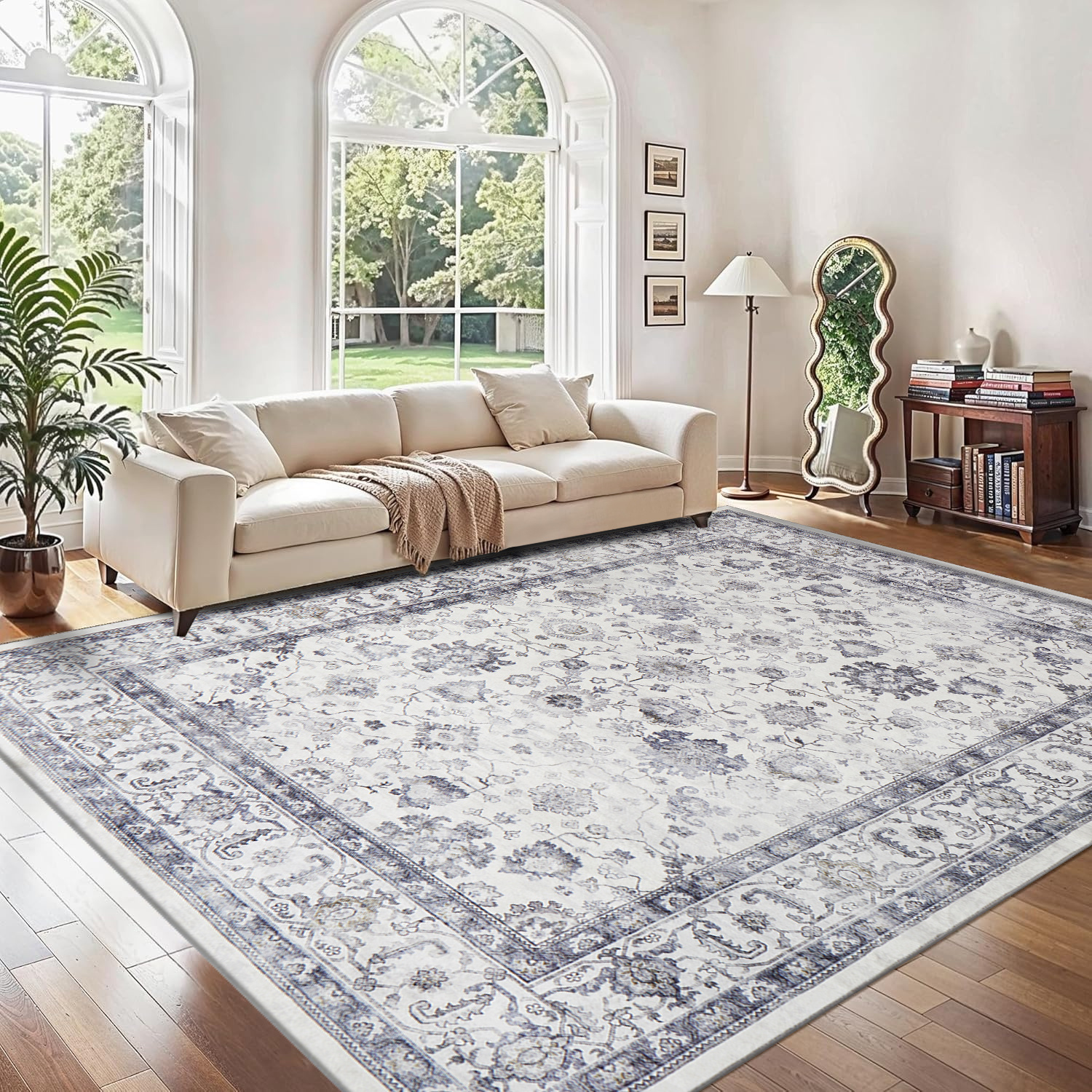 TEMU 1pc Soft Anti-slip Imitation Cashmere Rug – Modern Abstract Area Rug, Machine Washable Bohemian Style Floor Mat & Stylish Large Home Carpet For