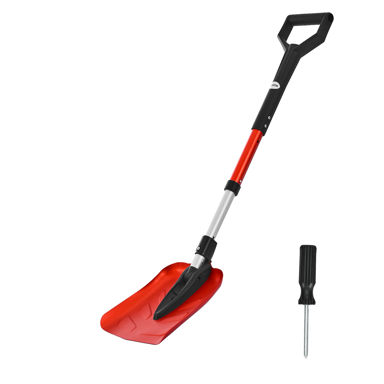 Image of Vevor Snow Shovel For Driveway, 22cm Foldable Snow Shovel With D-shaped Handle, 36-40 In Adjustable, Lightweight Aluminum Alloy Snows Removal Tool, Reduce Back Strains For Garden Car Camping