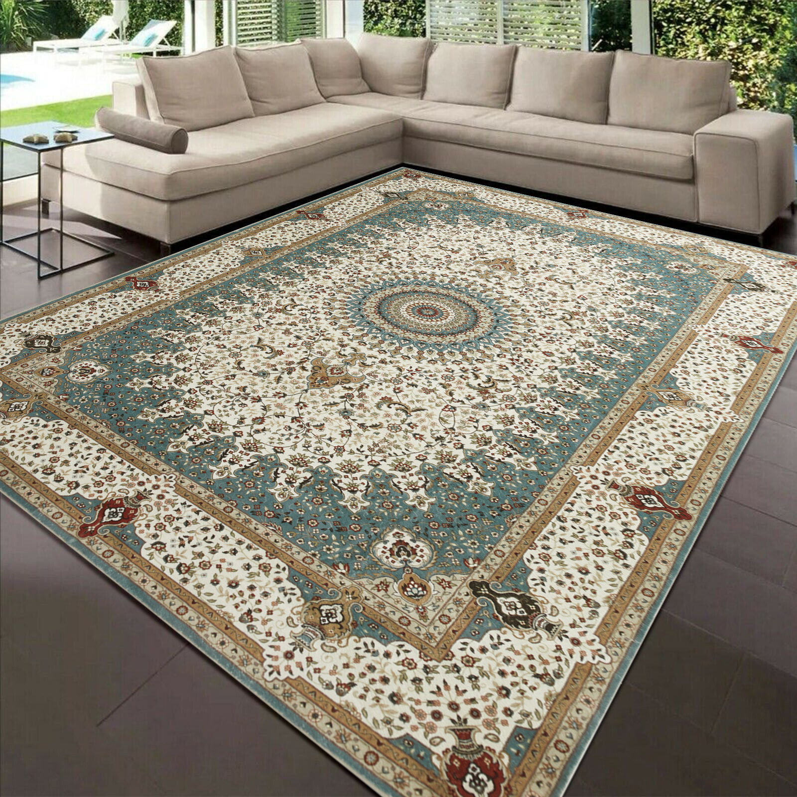 TEMU 1pc Luxury Plush Cashmere Area Carpet – Thick And Washable With Rubber Backing, Ultra Soft Area Rug With Elegant & Anti-slip Bedroom Or Living