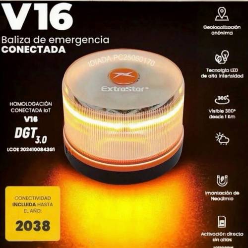 emergency car light approved by dgt with sim and paid data 2038 v16 homologated dgt beacon with as of 2026 v16 light with 3 0 approved by dgt with 6lr61 battery pack included