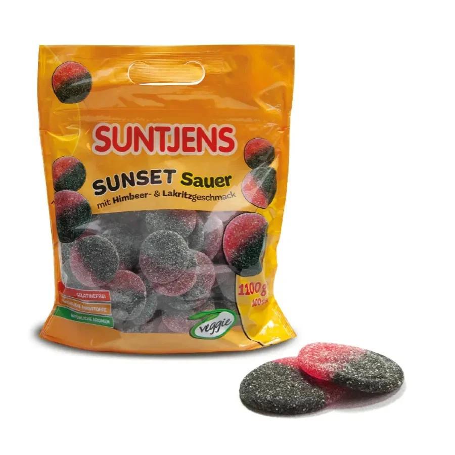 Suntjens Sunset Sour Raspberry & Licorice Flavor 1100g (100 Count) Veggie In Doypack