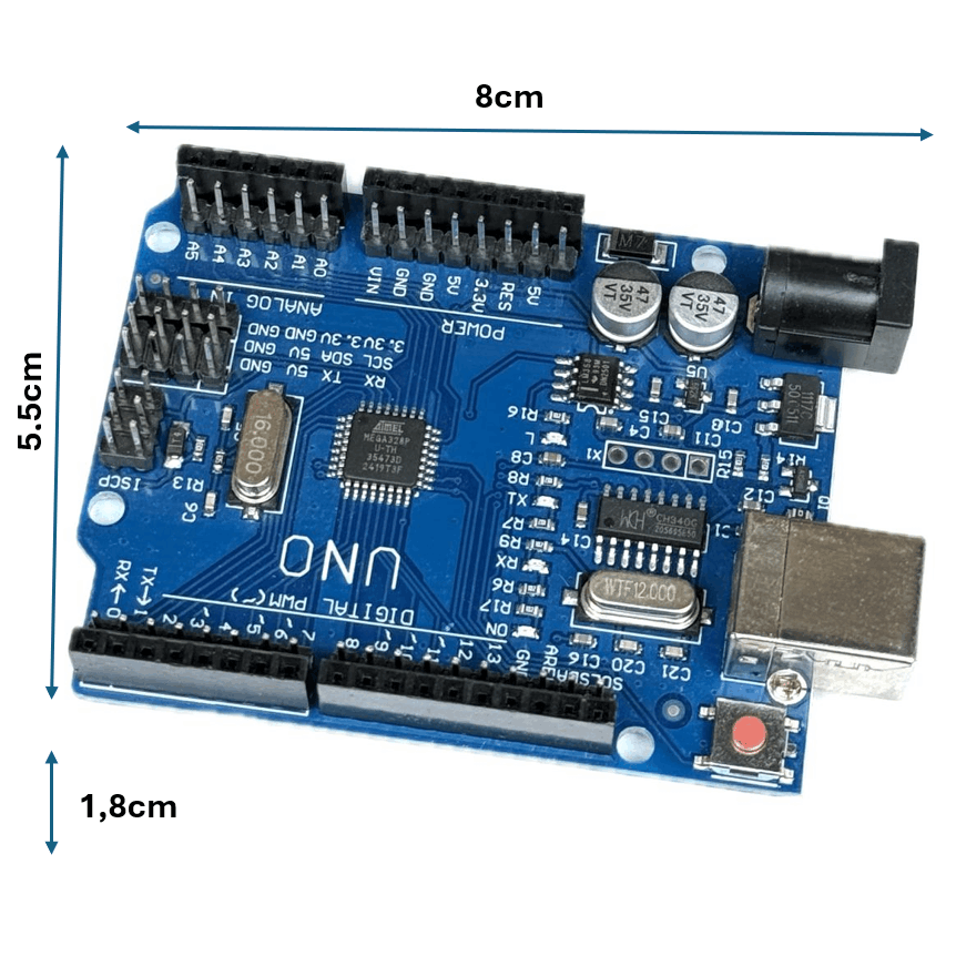 Uno R3 Board | Atmega328P Development Board with Soldered Pins, 14 Digital, 6 Analog Inputs, 16 Mhz Quartz, Usb-Serial, Microcontroller, DIY Electronics, Prototyping, Maker, Robotics, Automation