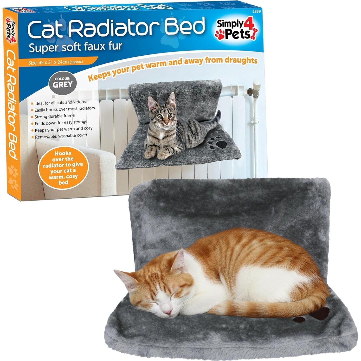 TEMU Simply Cat Radiator Bed Super Soft Removable Faux Fur Cover Kitten Radiator Hammock Warm Cosy Pet Bed With Metal Frame Easily Fits Over Most