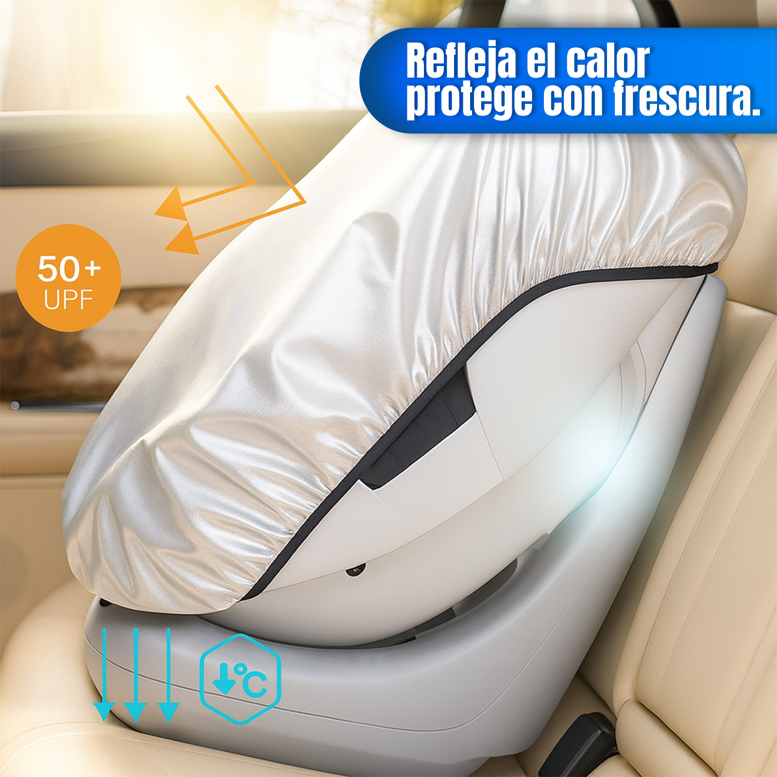 TEMU Cubreasiento Infantil para Coche: Protector Solar, Bloqueo UV, Aislamiento Térmico y Cubierta Antipolvo
