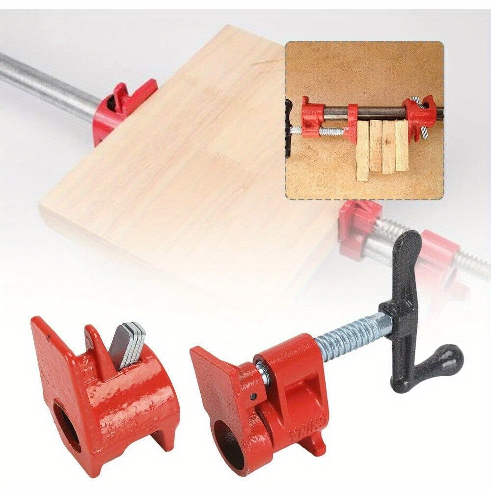 4pcs Pipe Clamp Set (3/4 Inch) -release, Made Of Metal, For Woodworking.