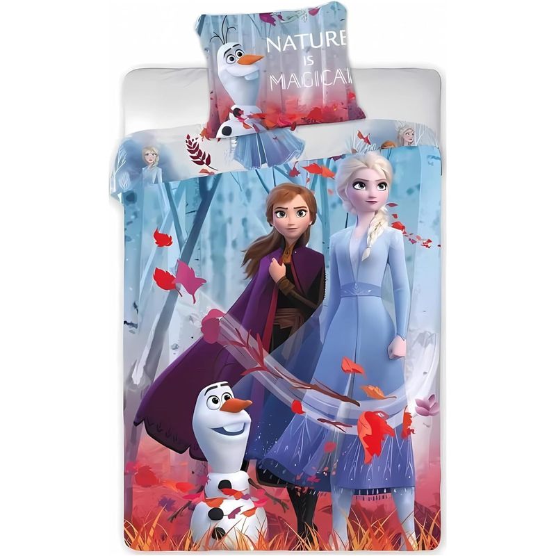 TEMU Parure de Lit Frozen en Microfibre - Housse de Couette 140x200 cm + Taie d'oreiller 63x63 cm - Licence La Reine des neiges - Disney