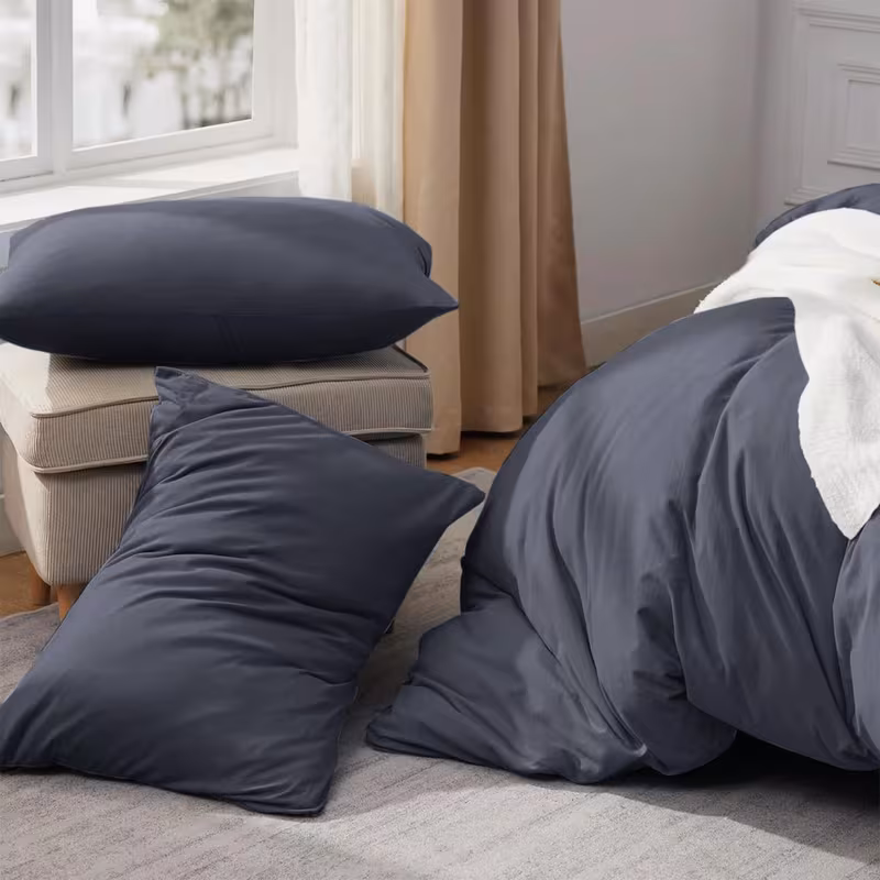 3pcs solid color duvet cover set breathable fabric soft cozy bedding machine washable with pillowcases single super king sizes details 3