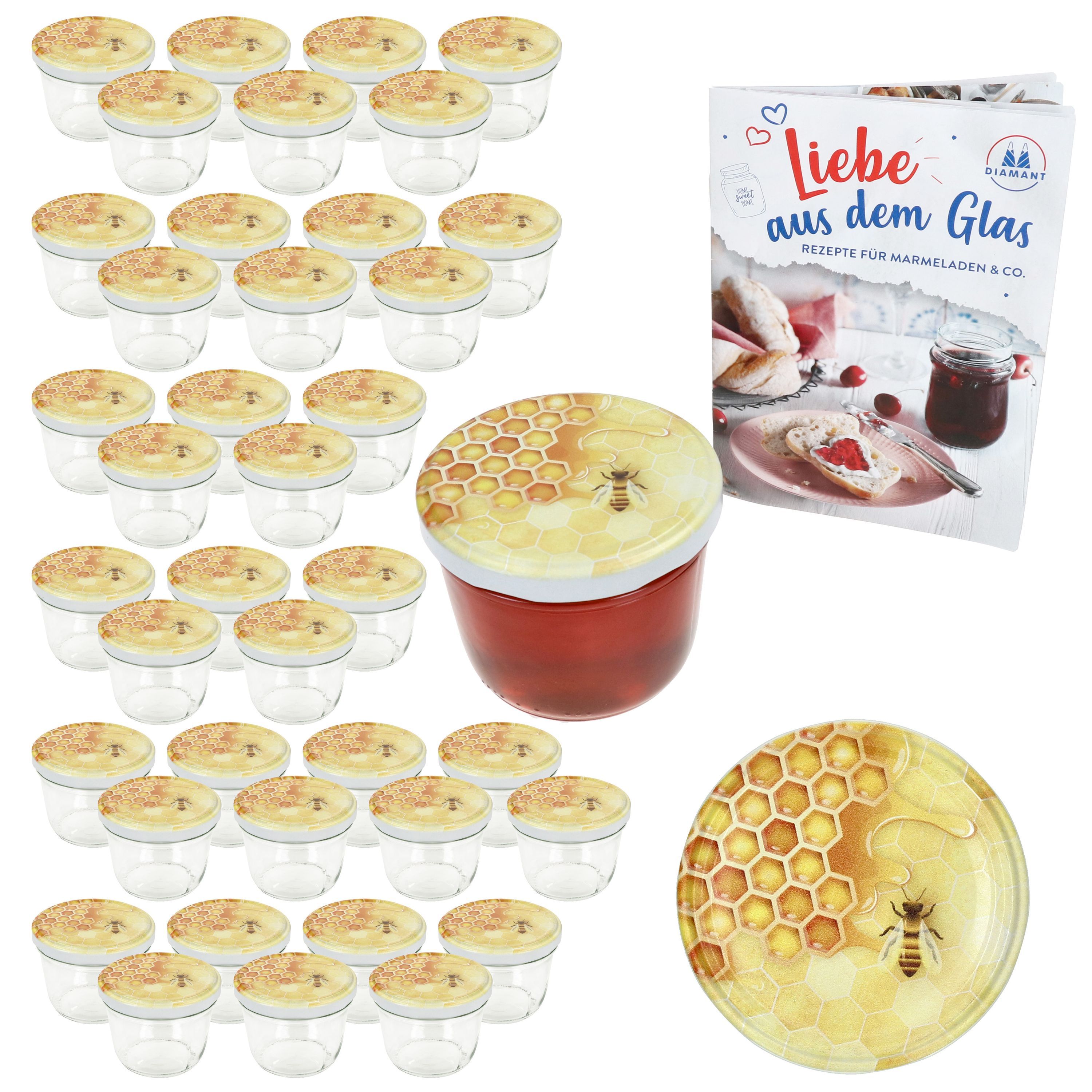 40er Set Sturzglas 230 Ml To 82 Honig Deckel . Rezeptheft