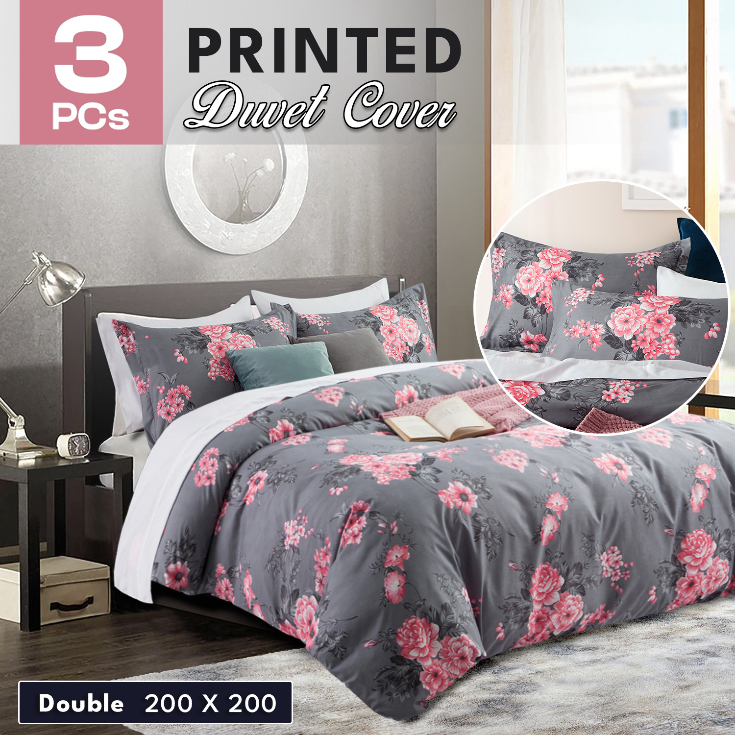 TEMU 3pcs Premium Printed Duvet Cover Set – Microfiber Bedding With Pillowcases – Machine Washable, Bedding Set Includes Pillowcases – All Season