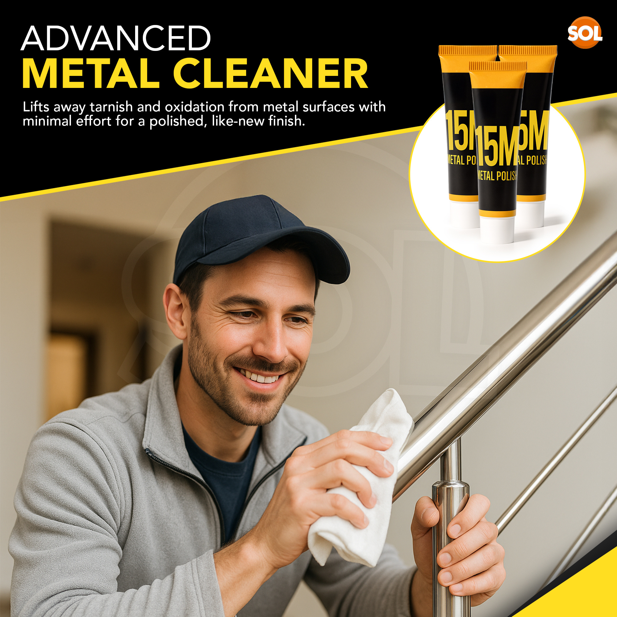SOL 3 Pack Metal Polish Cream, 45ml | Multi-Surface Metal Cleaner