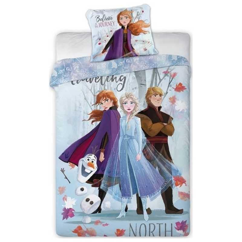 TEMU Parure de Lit Frozen en Microfibre - Housse de Couette 140x200 cm + Taie d'oreiller 63x63 cm - Licence La Reine des neiges - Disney