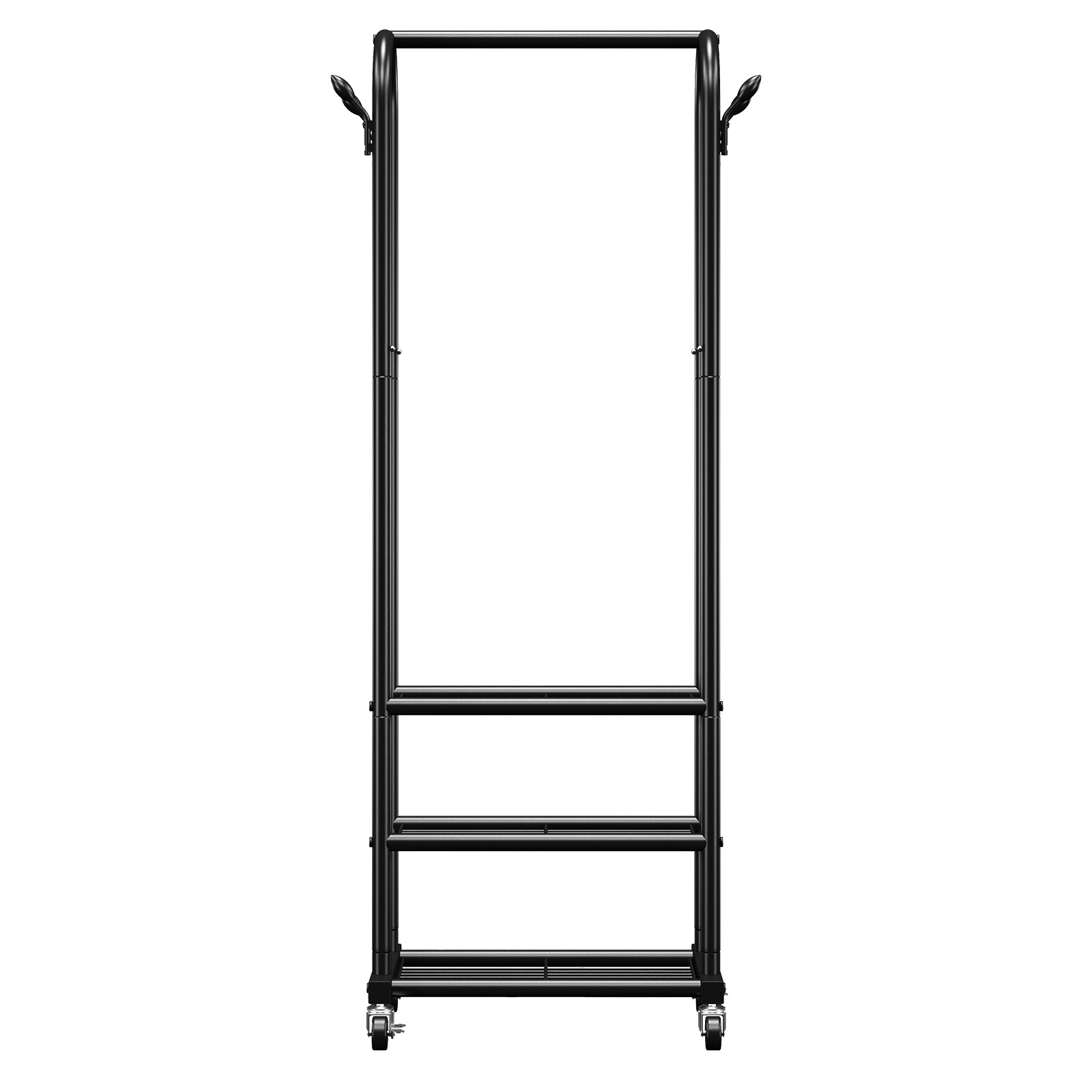 Vevor Clothes Rack, Rolling Clothing Garment Rack With Hanging Rod And Side Hooks, 3 Storage Shelves, 45 Kg Load Capacity, Heavy Duty Carbon Steel Clothing Racks For Bedroom, Laundry, Living Room