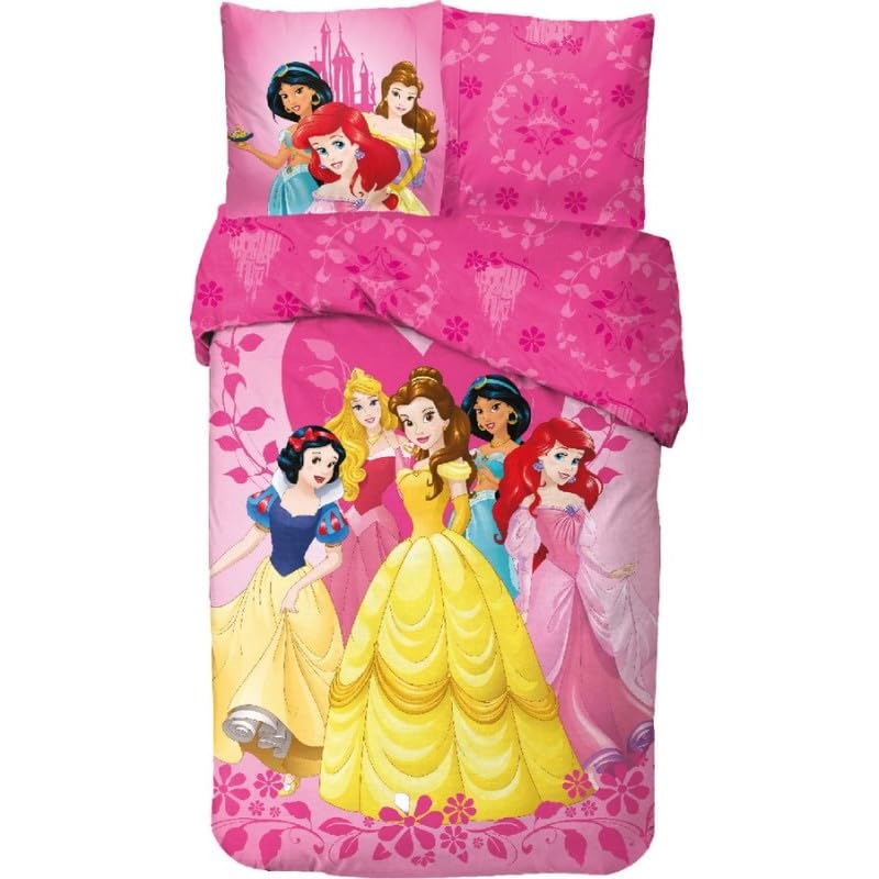TEMU Parure Housse De Couette Princesse Disney en Coton - 1 Housse de Couette 140cm x 200cm + 1 taie 63cm x 63cm