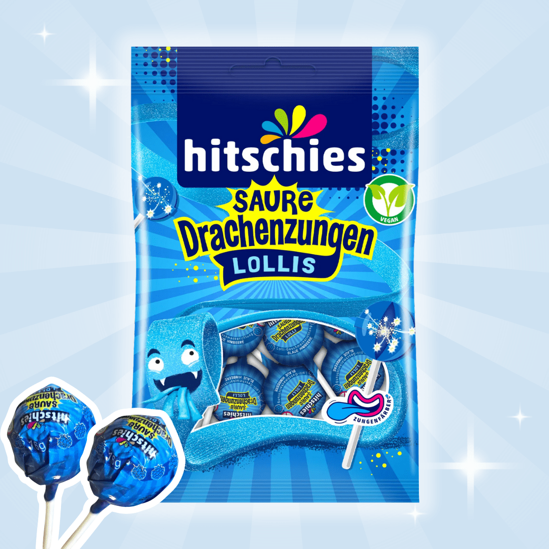 TEMU Sour Dragon Tongue Lollies 128g - Sour Fruit Lollipops, 1x 128g