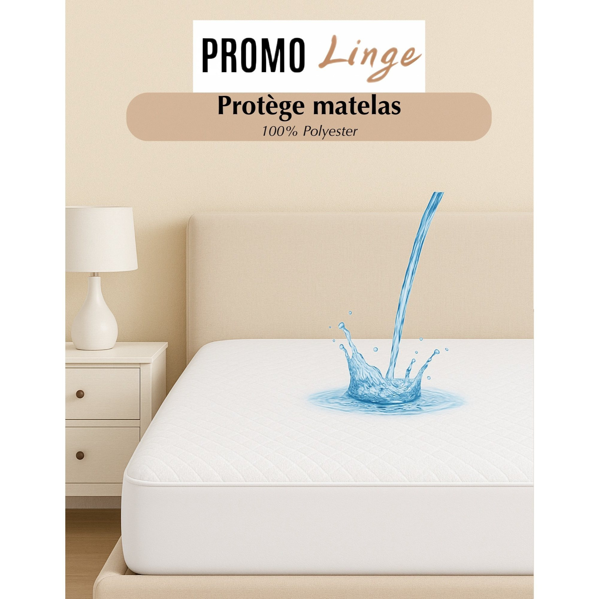 TEMU Protège Matelas imperméable - Alèse Drap Housse - 100% Polyester - Matelas Couvre, Respirant - Bonnet 30cm - Différentes Tailles