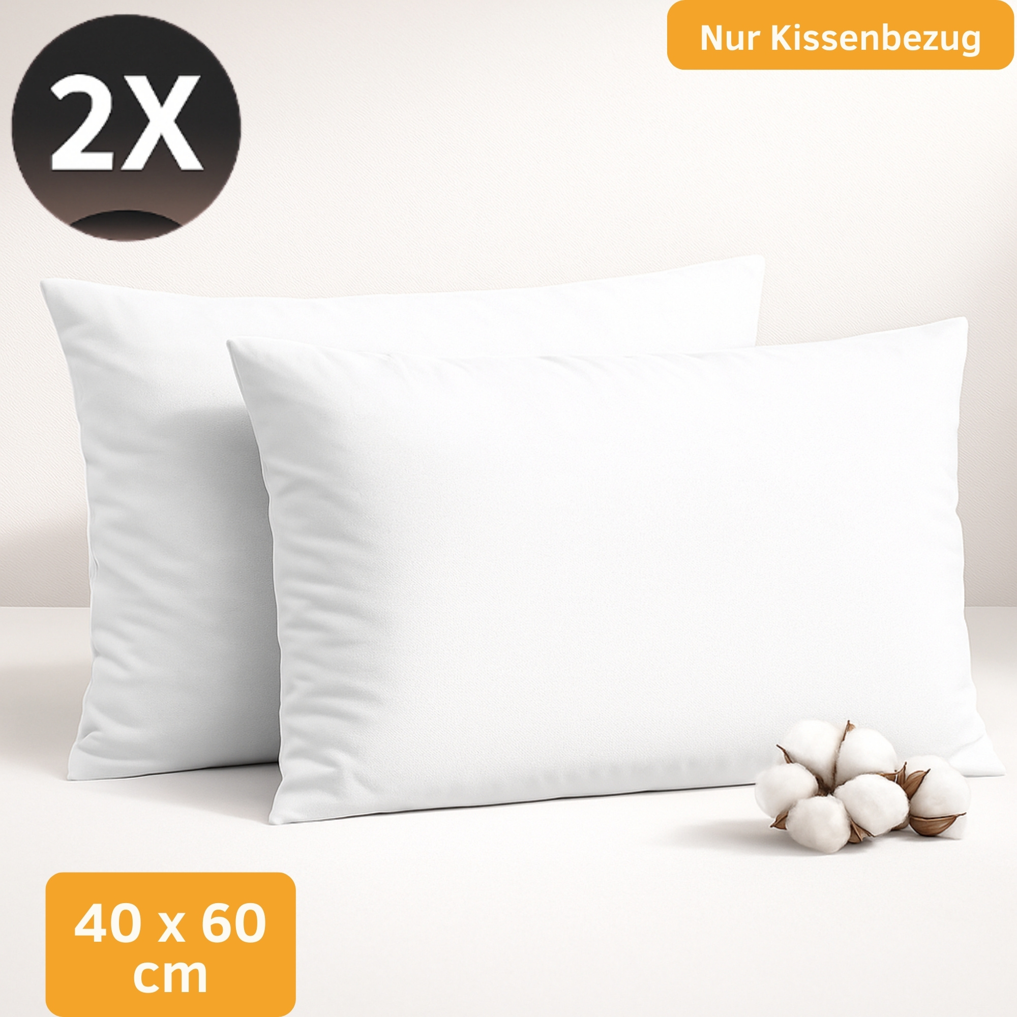 E-shop 2er Set Kissenbezüge 40x60 cm – 100% Baumwolle Jersey, , Atmungsaktiv & Strapazierfähig, Waschbar, Premium Kopfkissenhüllen