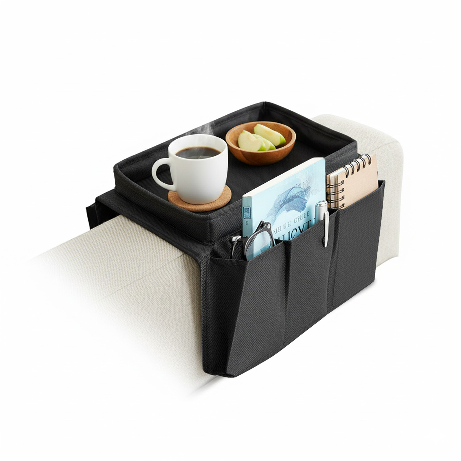 Sofa Organizer With Rigid Compartment – Remote Control And Accessories Holder
