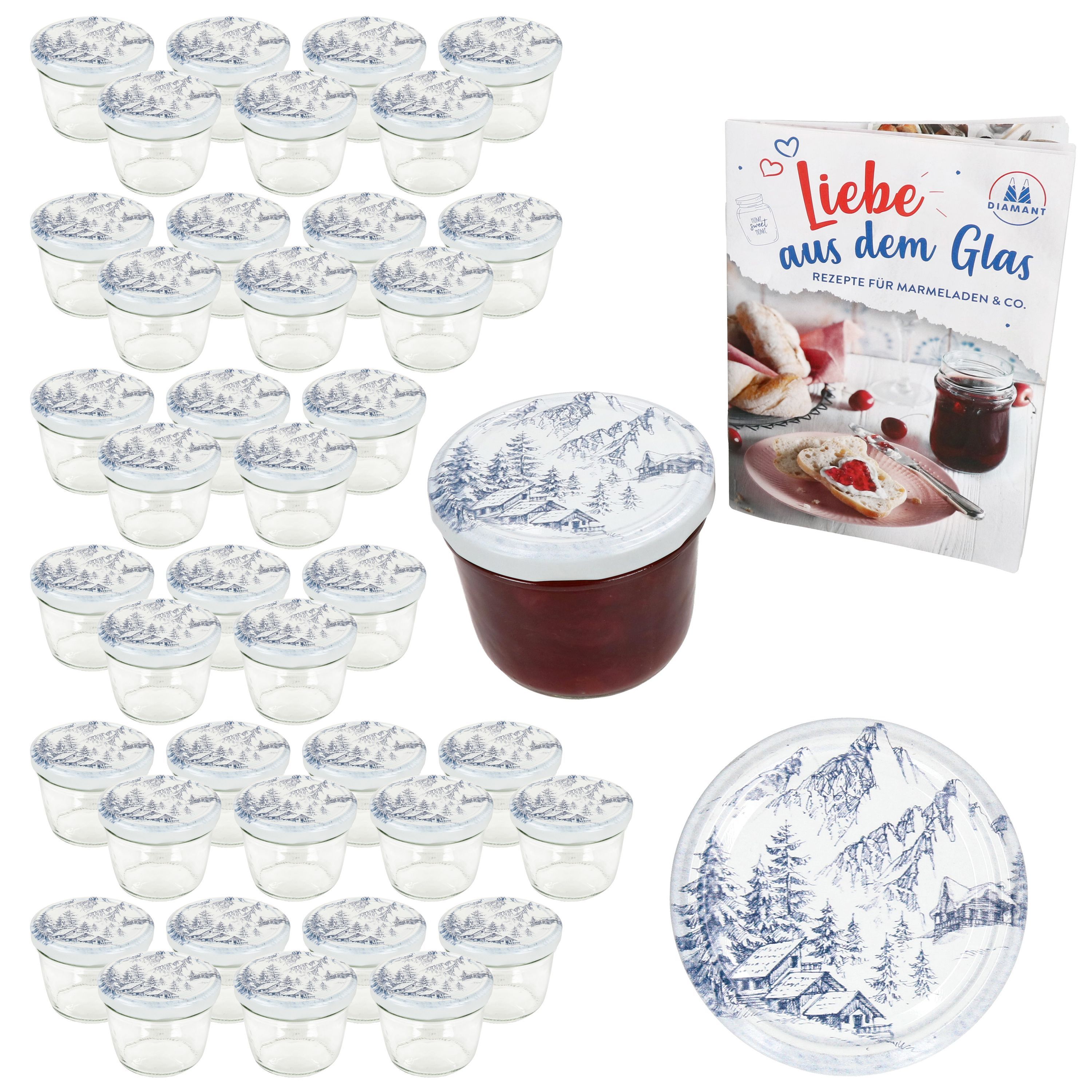 40-piece Set Of Drop Glass Bottles, 230 Ml Each, With 82 Alpine Lids, Including Recipe Booklet