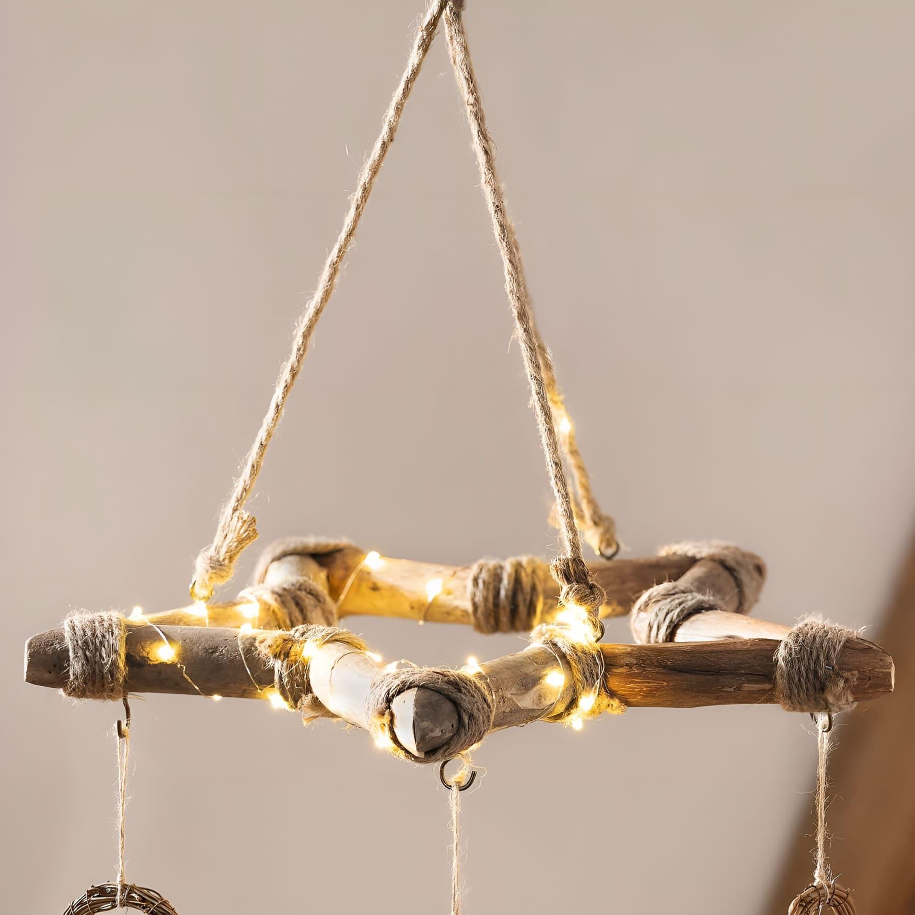 Star-shaped Wooden Ceiling Hanger Made Of Recycled Wood In Shabby Chic Style, Wreath 55 Cm In Diameter, Ceiling Decoration With 5 Hooks, Christmas Decoration.