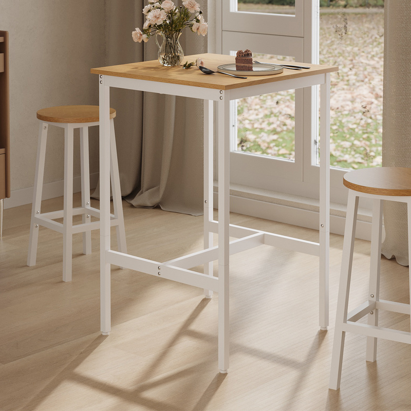 TEMU Table haute à structure en acier, table de bar carrée facile à monter, 60 x 60 x 92 cm, convient aux cuisines et aux salons.