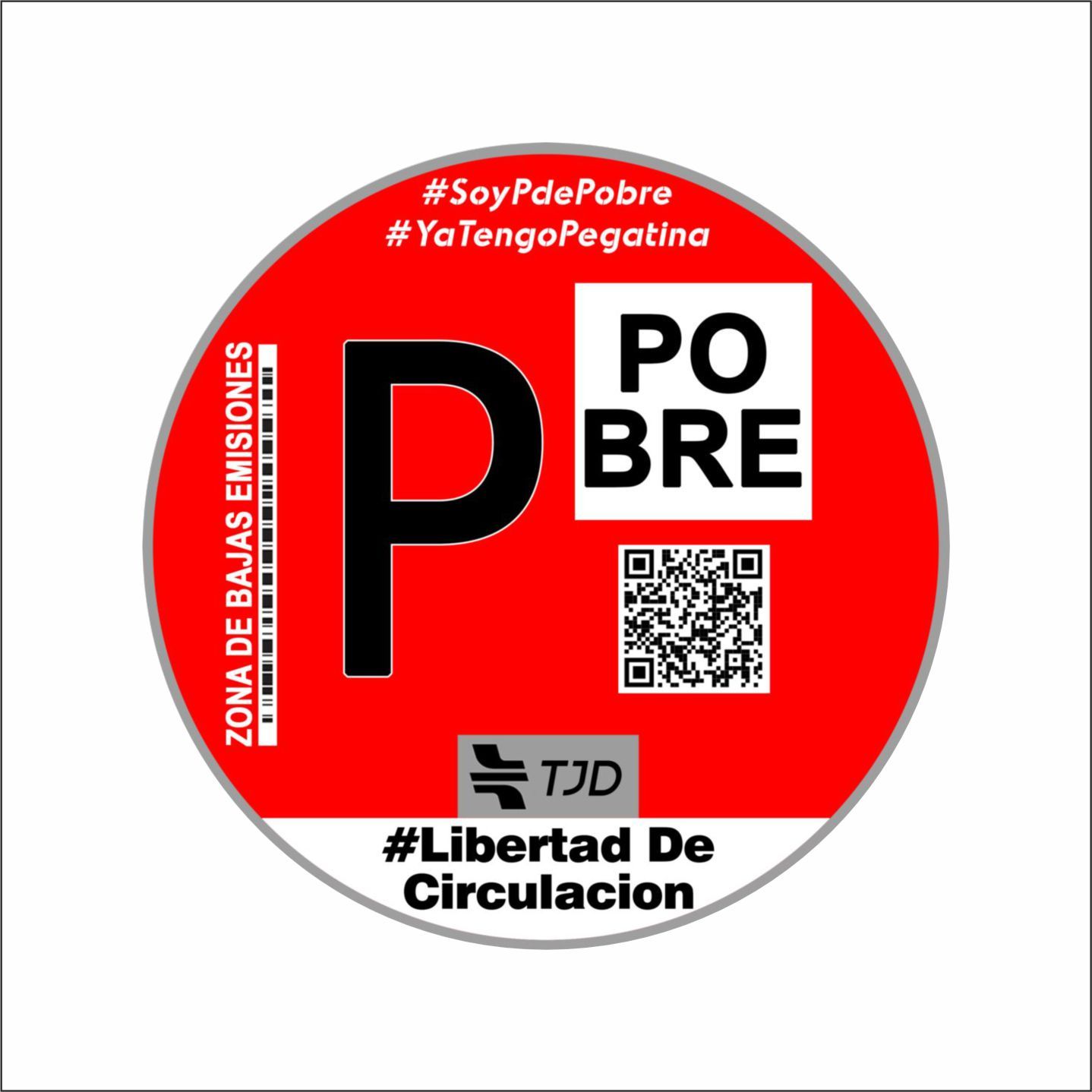TEMU Pegatina distintivo medioambiental “P de Pobre” | Humor coche | interior | No oficial | Resistente y fácil de colocar