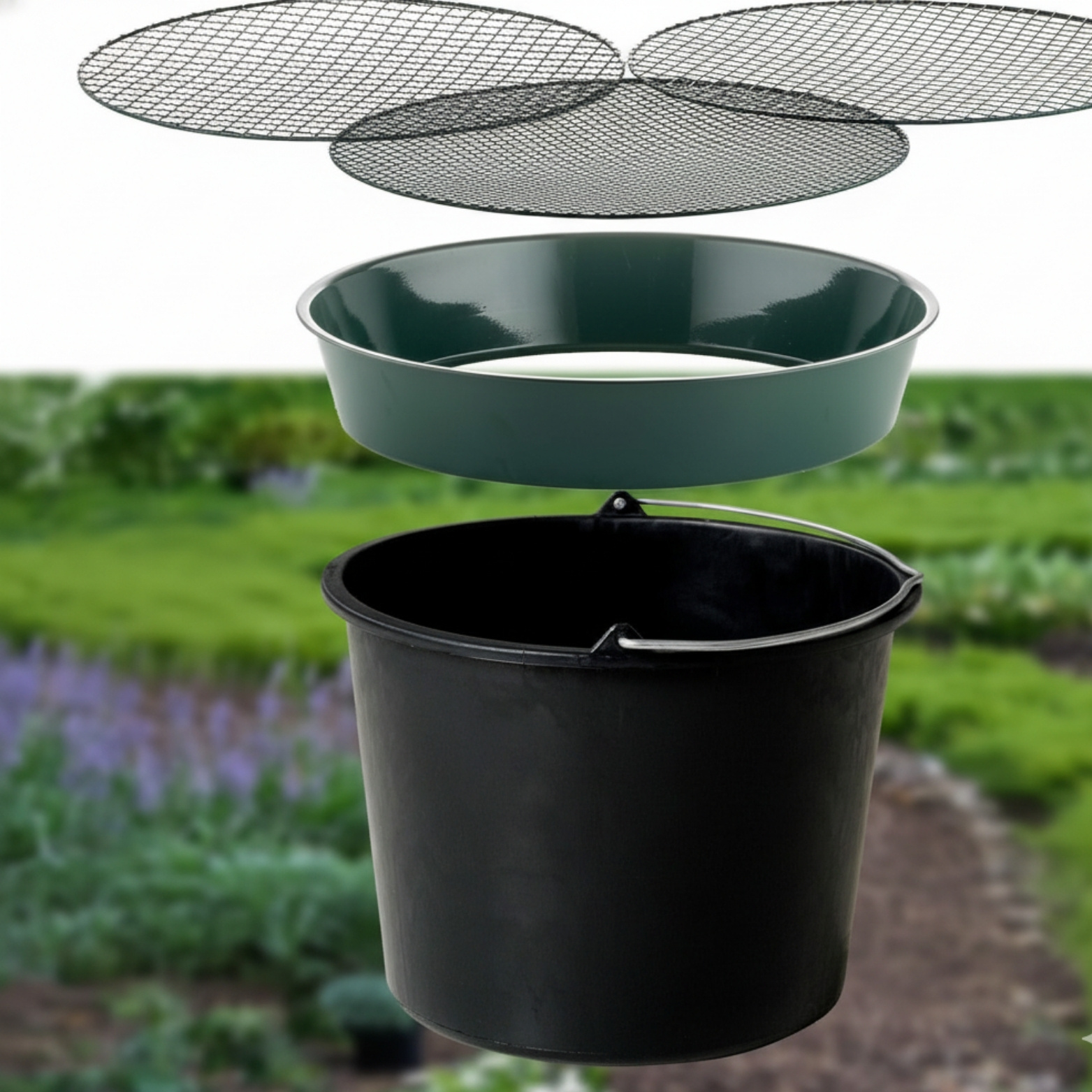 E-shop Gartensieb aus Metall und Eimer mit 3 Maschenweiten 6,4 mm 9,5 mm 12,7 mm Ersieb